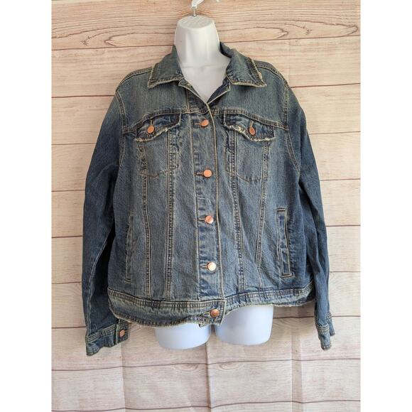 UNIVERSAL THREAD Denim Blue Jean Jacket Size XL Jacket Distressed - Picture 1 of 7